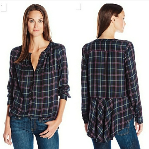 Lucky Brand Tops - Lucky Brand Plaid Shirt Peplum Blue/Red/Grn SzM
